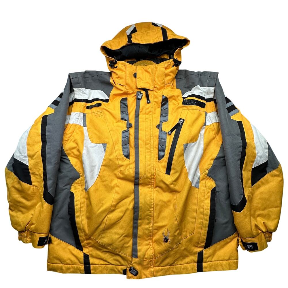 Spyder X-Static Entrant Dermizax EV Ski Jacket Mens XL Yellow Hooded Gray
